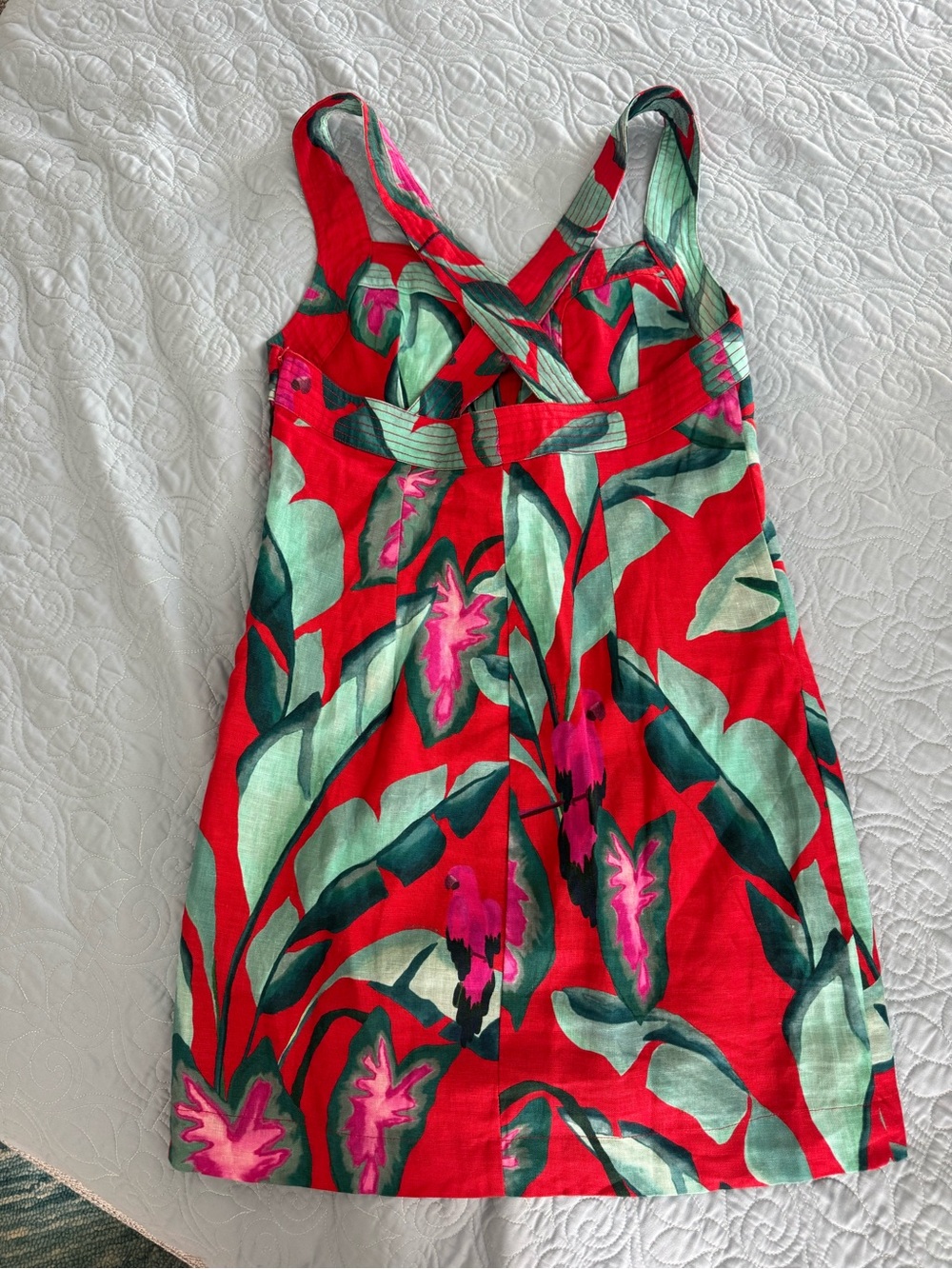 Farm Rio Red Tropical Print Sundress with Crisscross Back - Picture 5 of 6